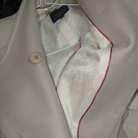 TED BAKER BEIGE / TAN  WOOL & CASHMERE BLEND SHORT COAT - Picture 11 of 16